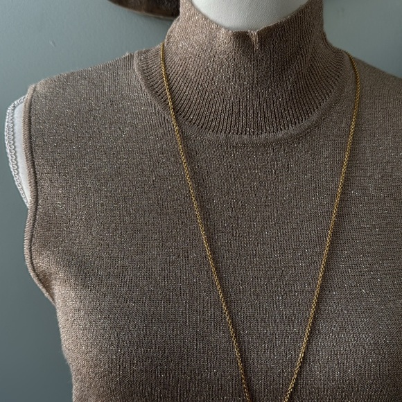 Chico gold sparkle mock turtle neck sleeve sweater Chicos size 2 - Picture 3 of 6